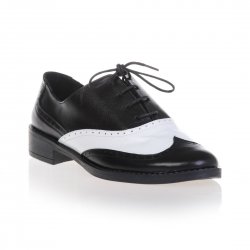 Pantofi piele naturala Serena Alb Negru - sau Orice Culoare